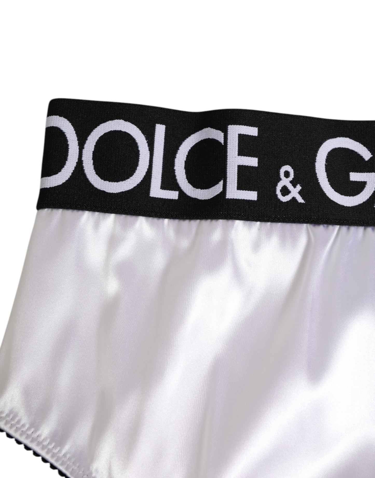 Dolce & Gabbana White Satin High-Waist Briefs for Women