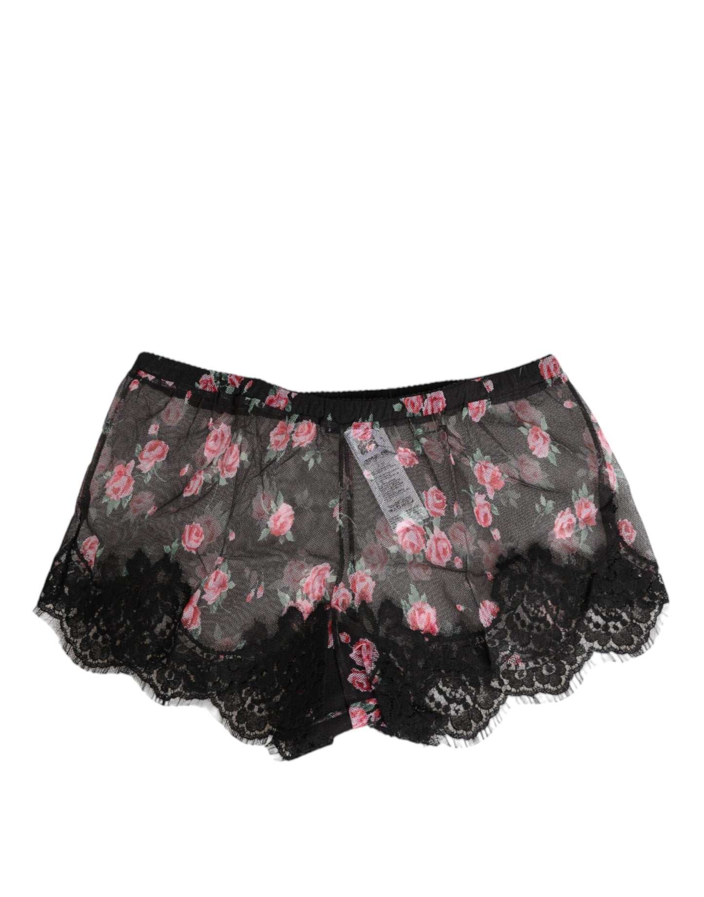 Dolce & Gabbana Black Pink Floral Lace Mesh Lingerie Underwear