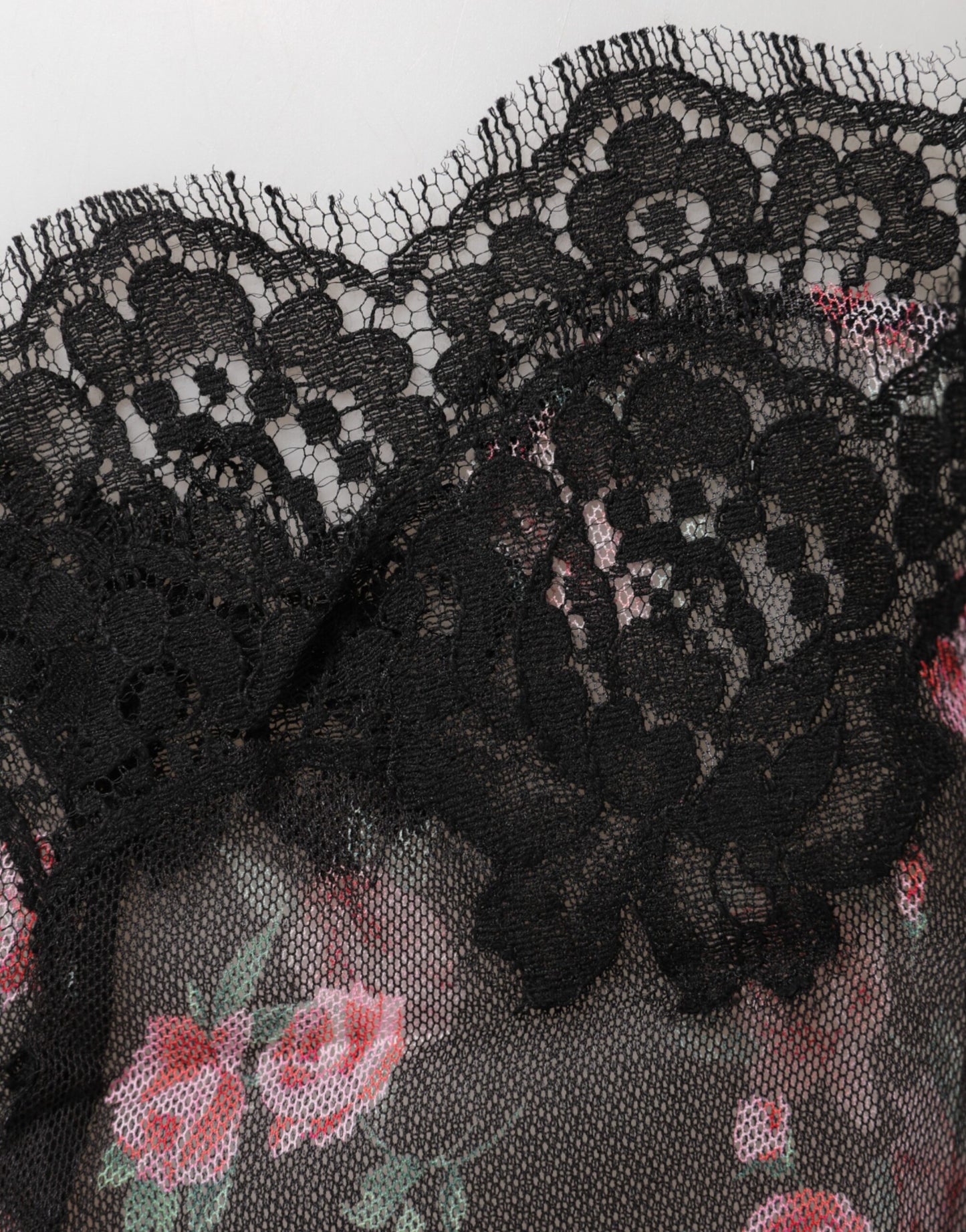 Dolce & Gabbana Black Pink Floral Lace Mesh Lingerie Underwear