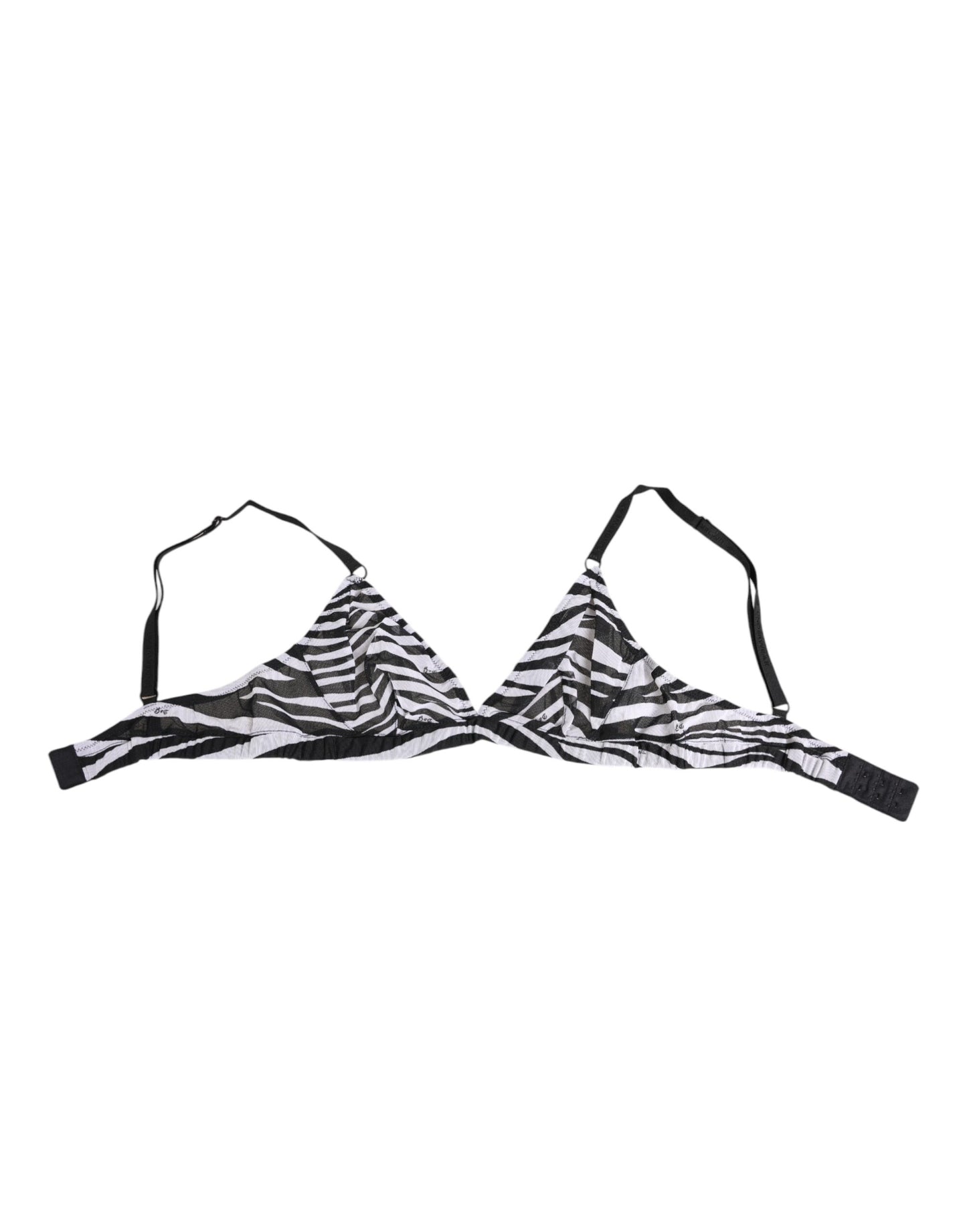 Dolce & Gabbana Black & White Zebra Print Sheer Mesh Bralette Underwear