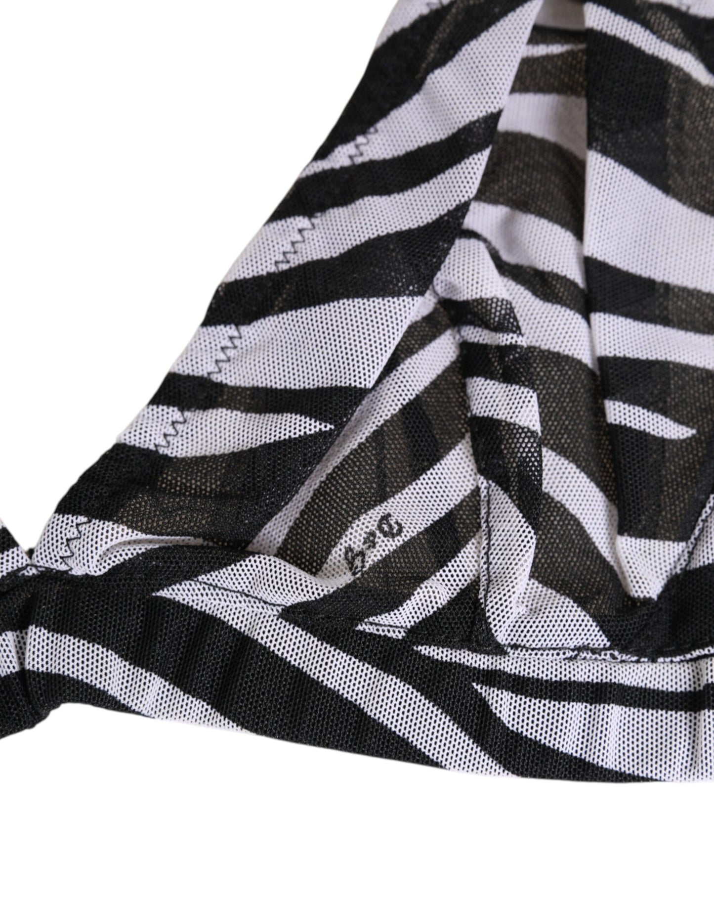 Dolce & Gabbana Black & White Zebra Print Sheer Mesh Bralette Underwear