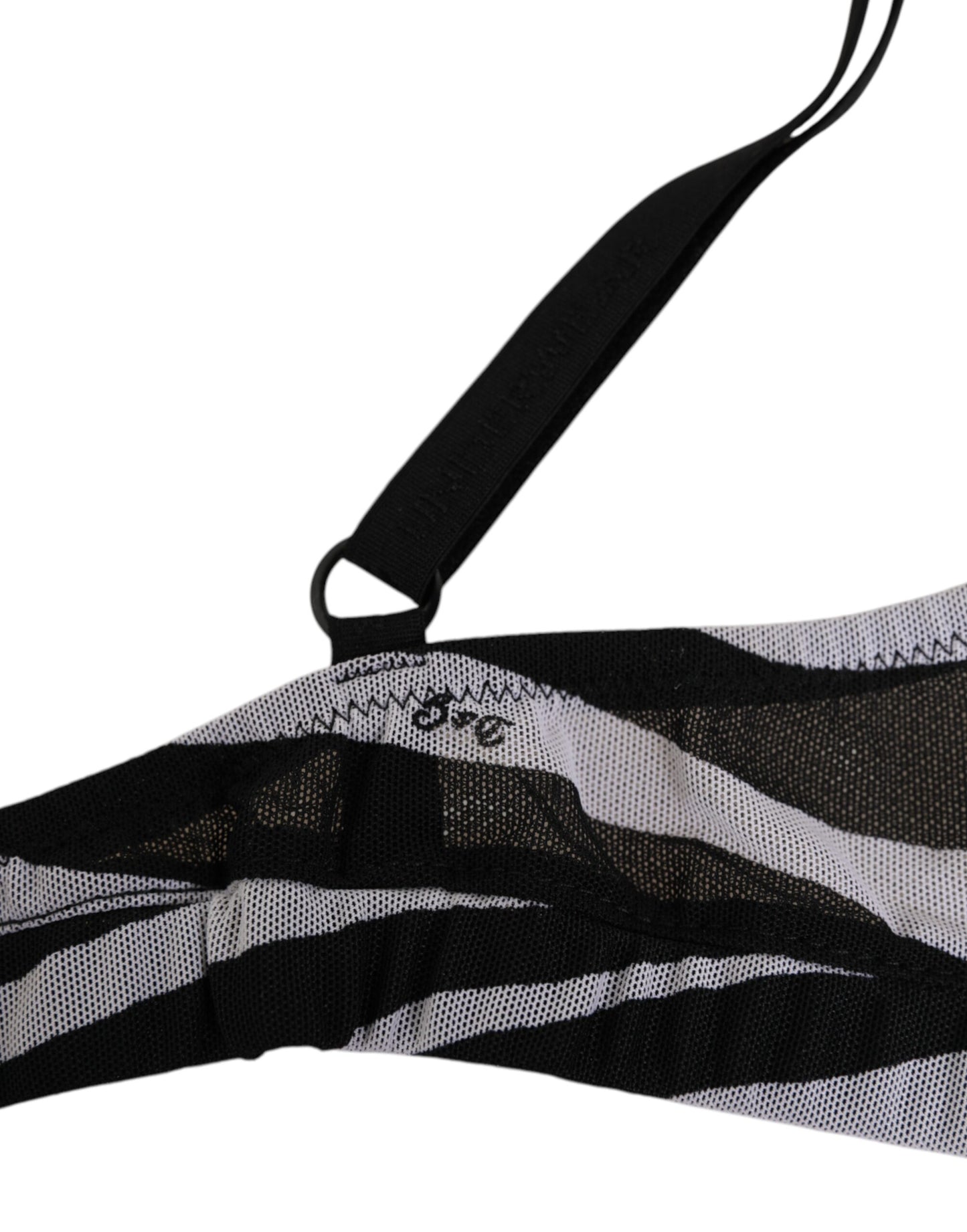 Dolce & Gabbana Black & White Zebra Print Sheer Mesh Bralette Underwear