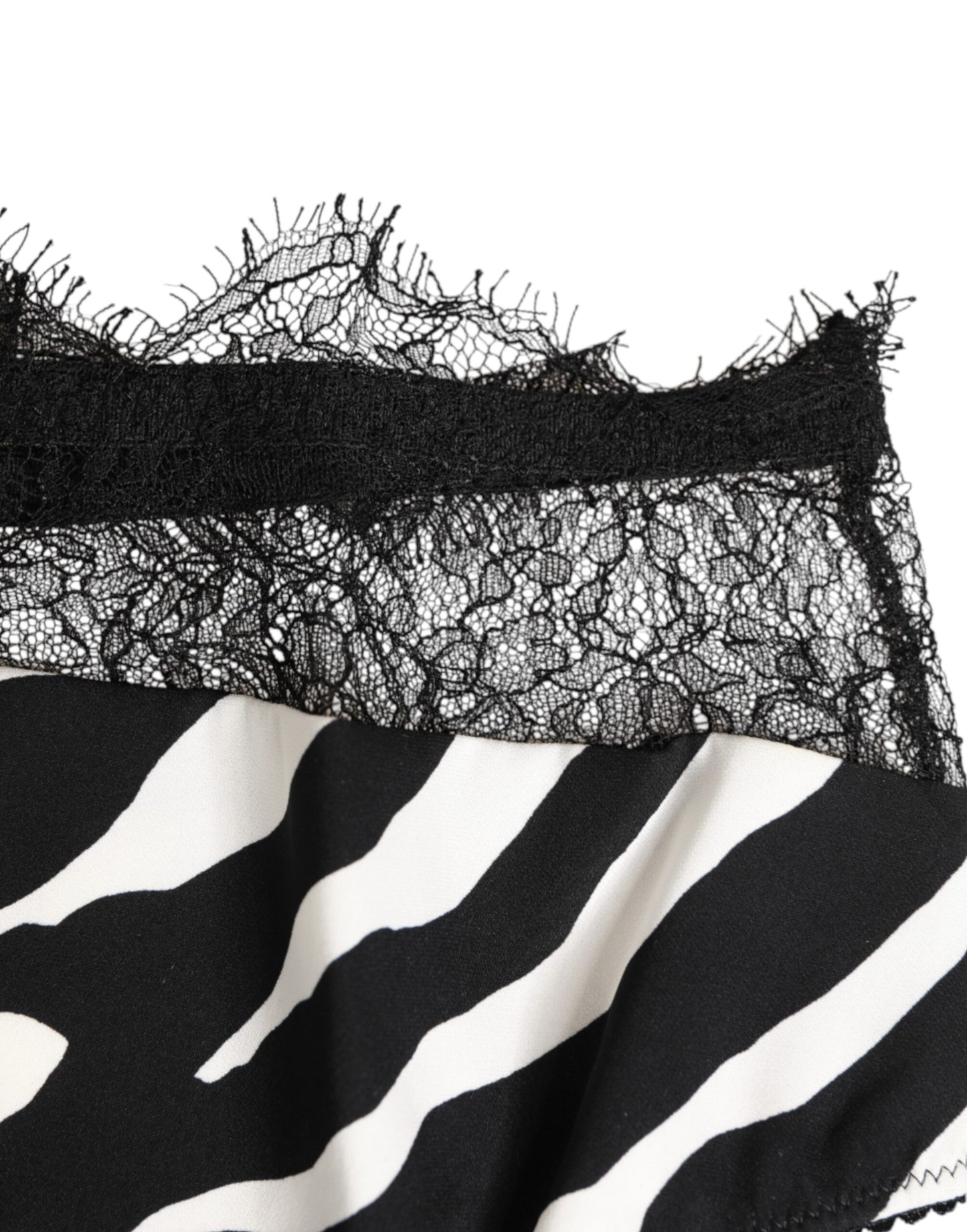 Dolce & Gabbana Black White Zebra Print Lace Trim High-Waist Briefs