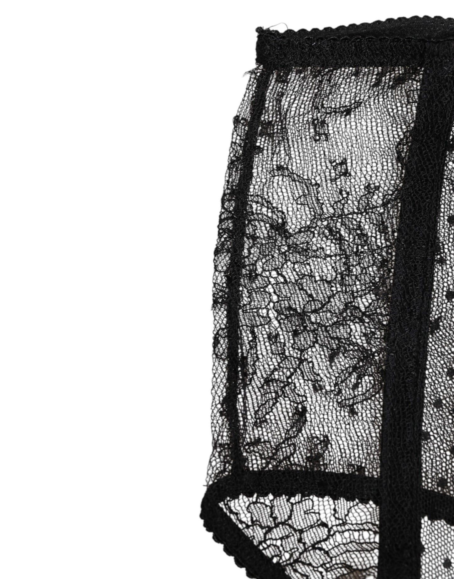 Dolce & Gabbana Black Sheer Polka Dot Lace High Waist Briefs