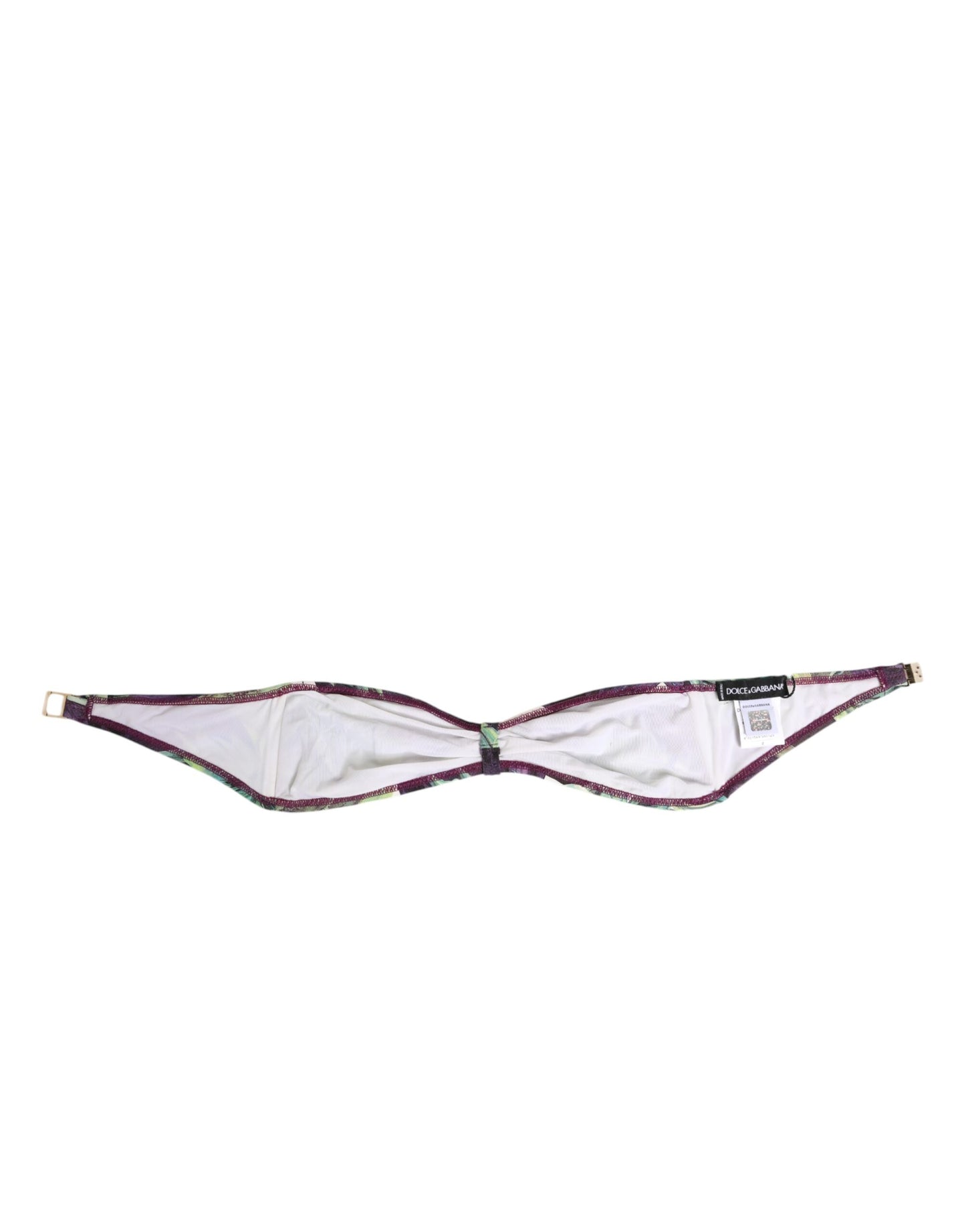 Dolce & Gabbana Purple Green Leaf Print Bandeau Swimwear Top