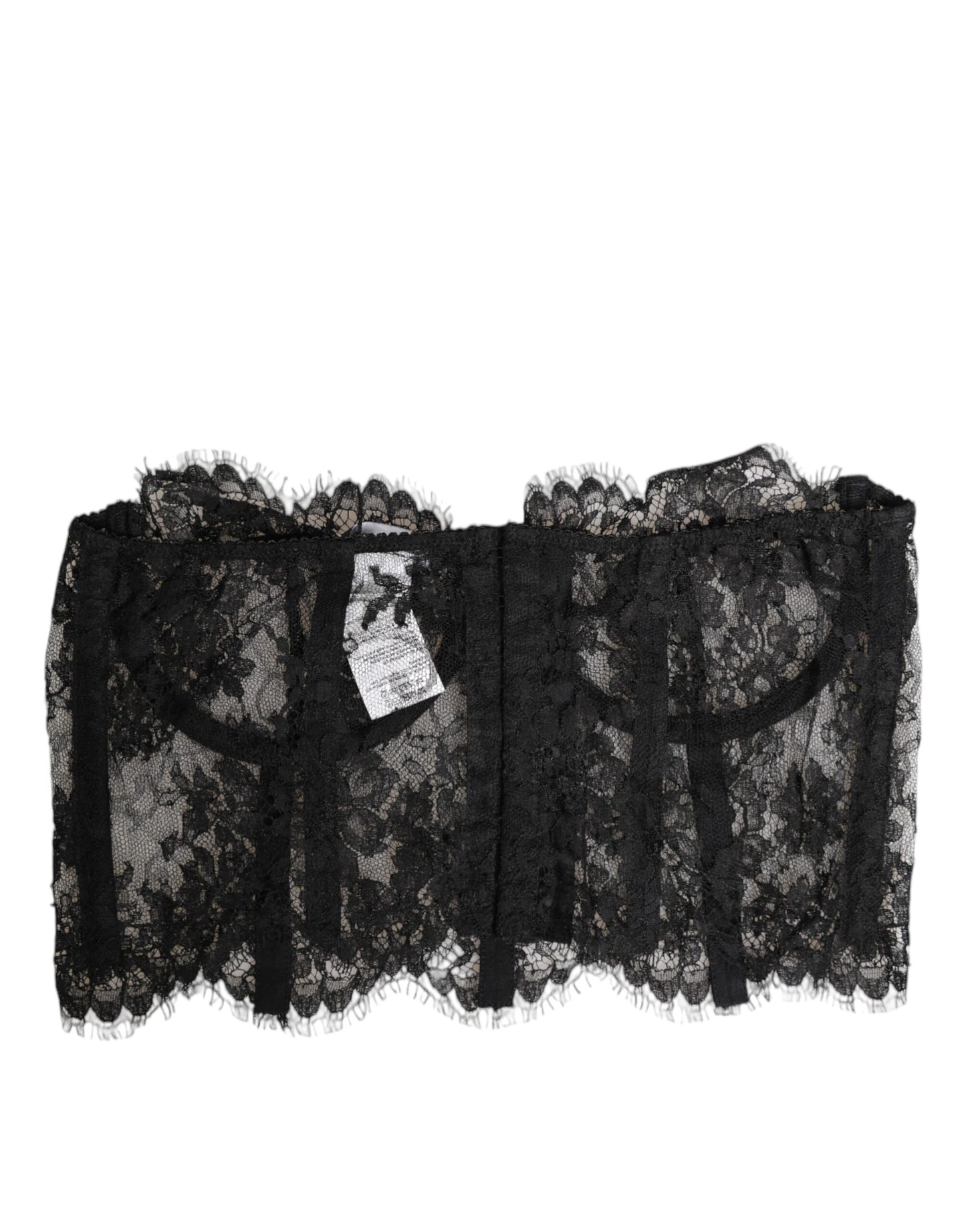 Dolce & Gabbana Black Floral Lace Bustier Bralette Top