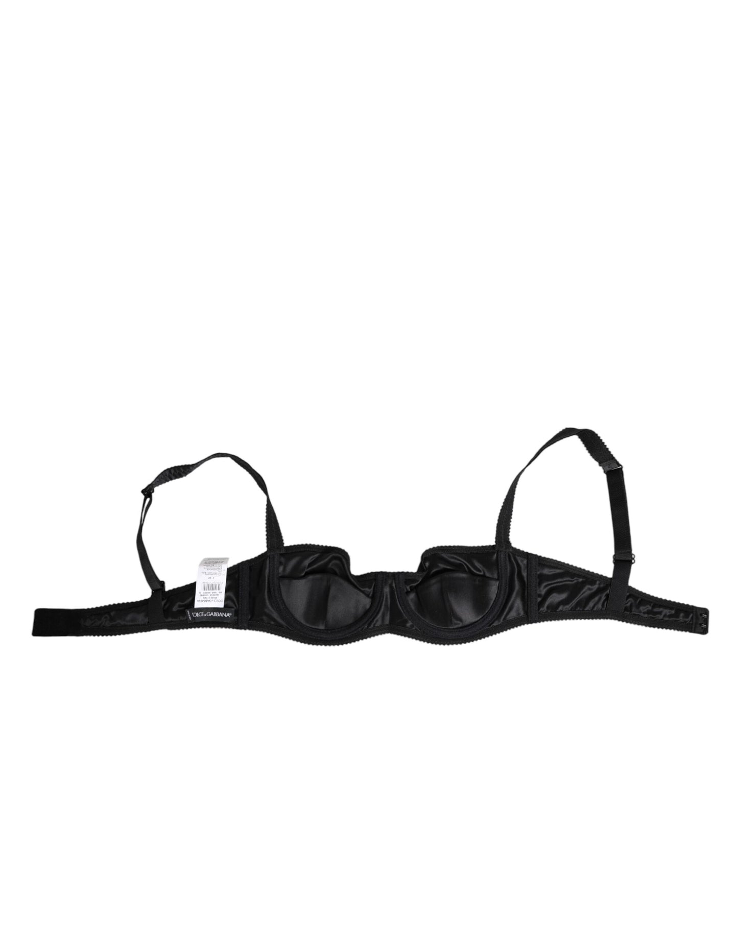 Dolce & Gabbana Black Satin Underwire Bra Lingerie - IT2