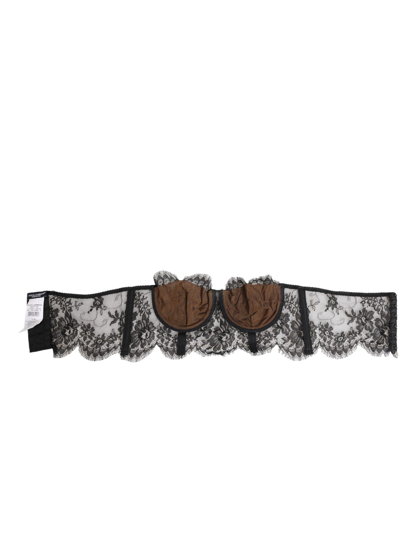 Dolce & Gabbana Black Floral Lace Strapless Bustier Underwear