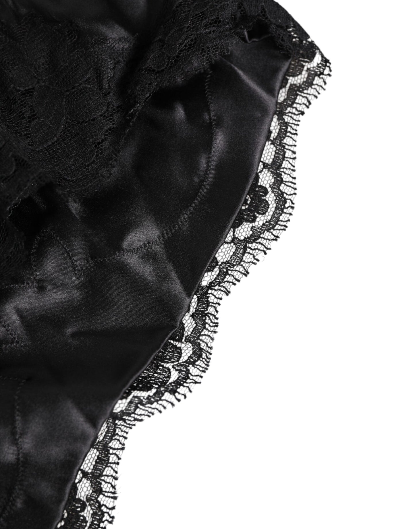 Dolce & Gabbana Black Silk Satin Lace Trim Panty
