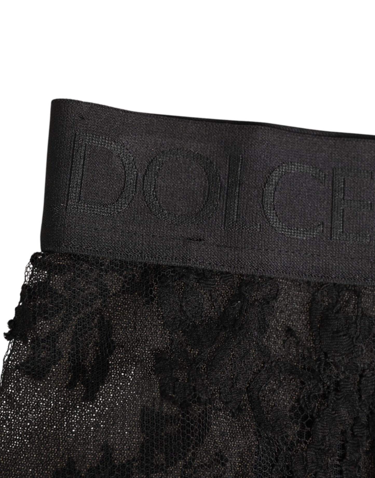 Dolce & Gabbana High Waist Briefs in Black Floral Lace