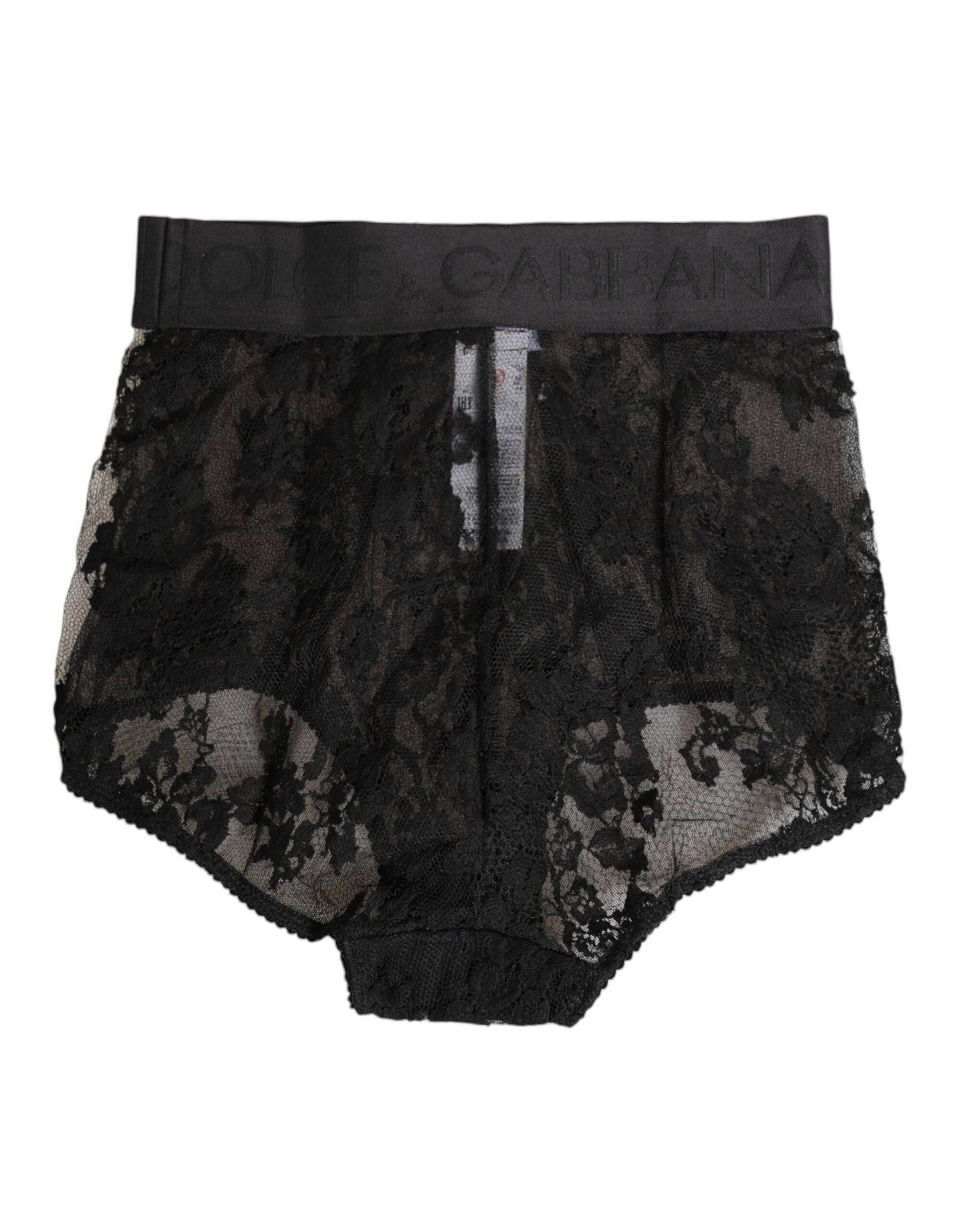 Dolce & Gabbana High Waist Briefs in Black Floral Lace