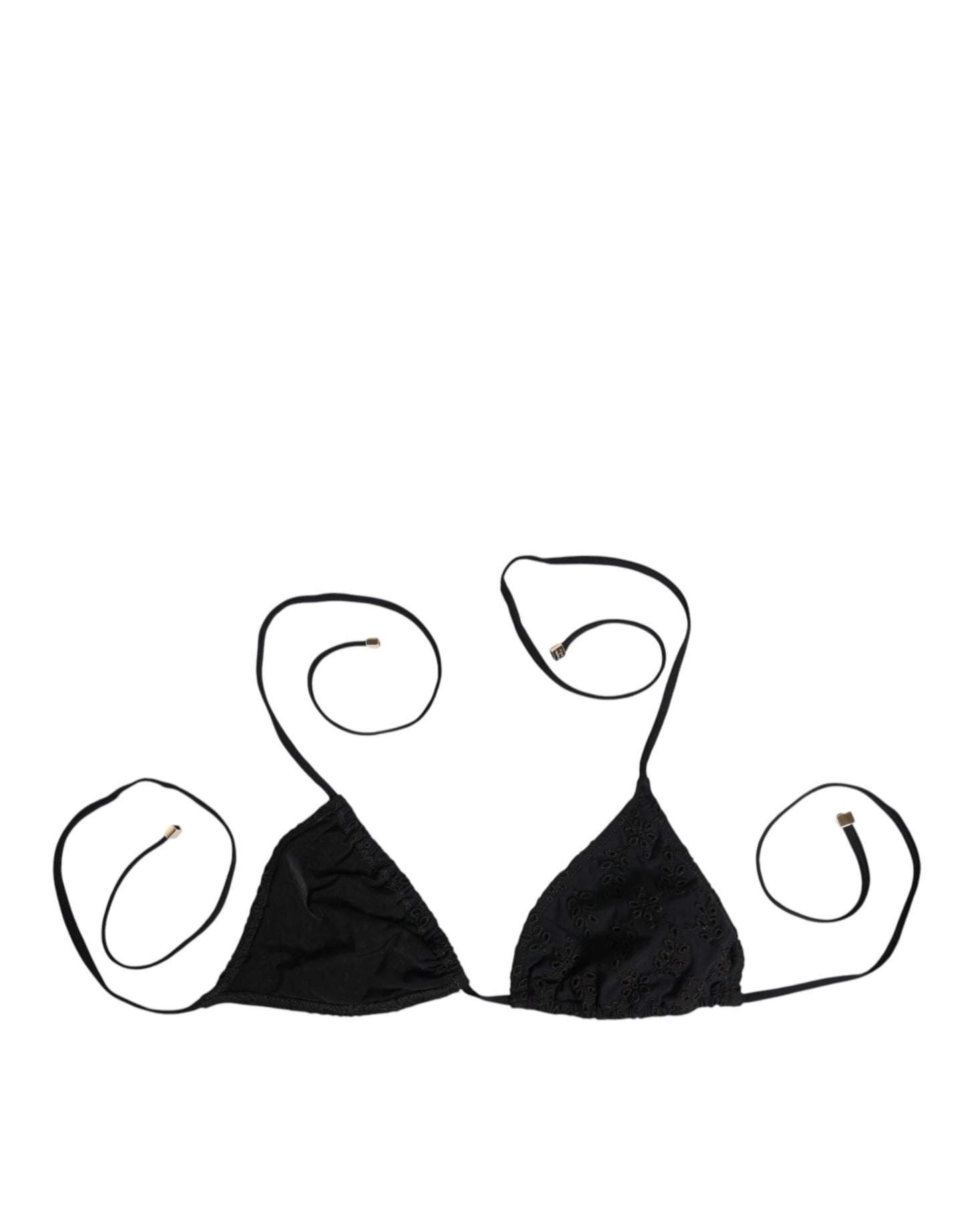 Dolce & Gabbana Black Embroidered Triangle Bikini Top