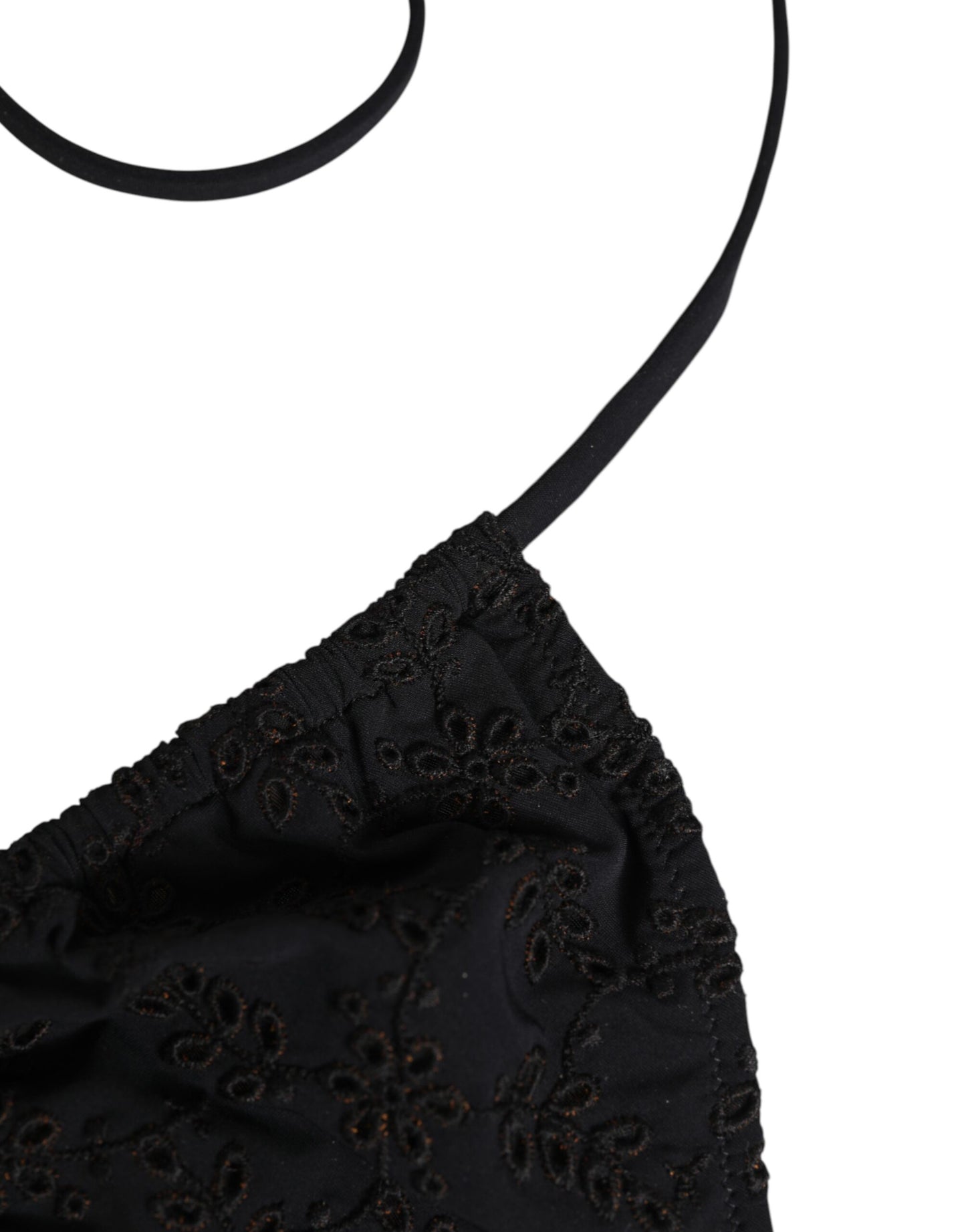 Dolce & Gabbana Black Embroidered Triangle Bikini Top