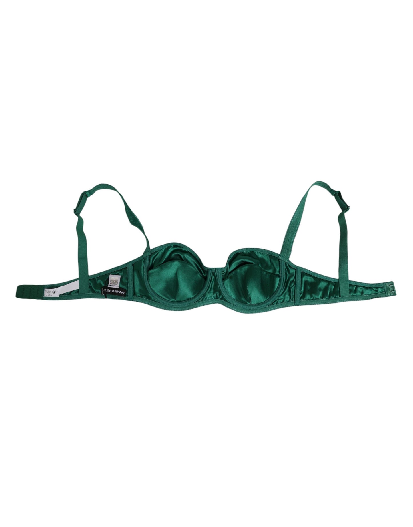 Dolce & Gabbana Green Satin Semi-Padded Underwire Bra