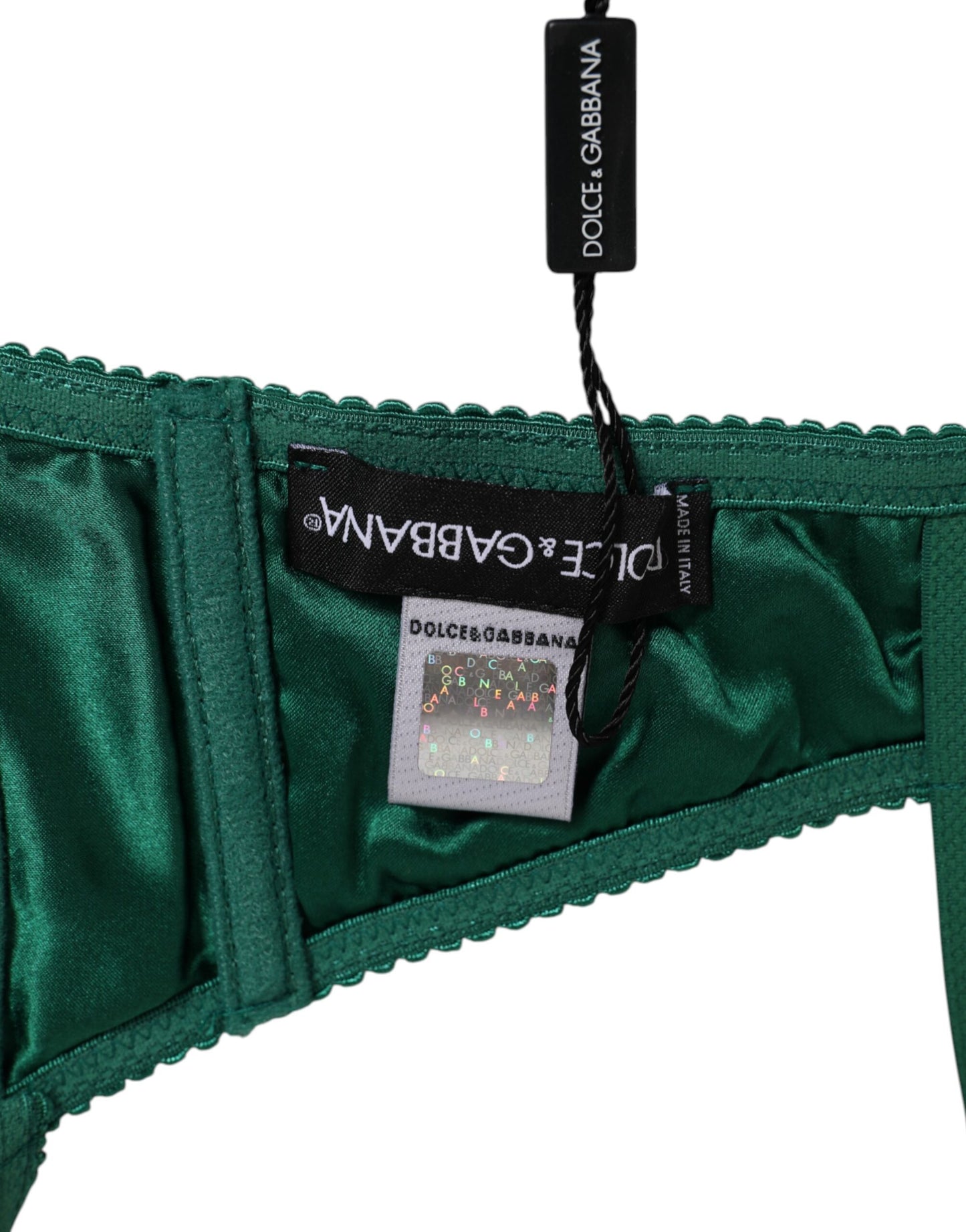 Dolce & Gabbana Green Satin Semi-Padded Underwire Bra