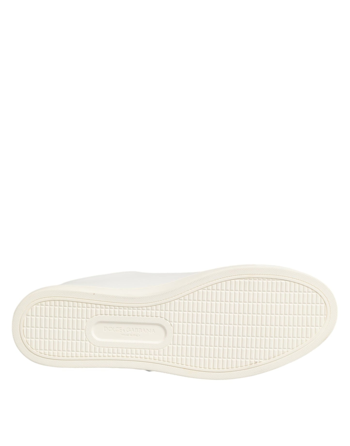 Dolce & Gabbana White Leather Sacred Heart Patch Sneakers
