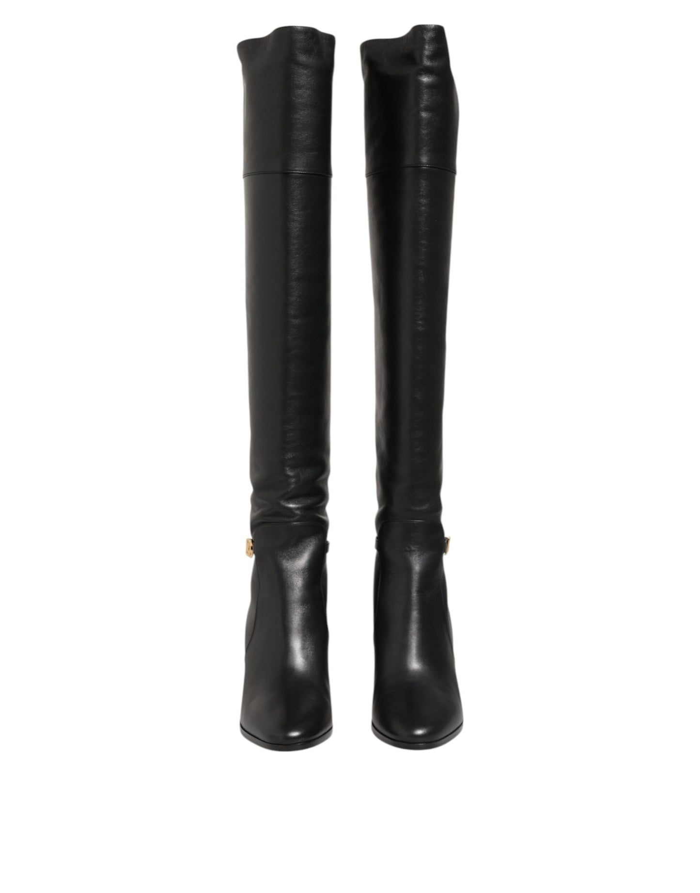 Dolce & Gabbana Black Leather Over-The-Knee DG Boots