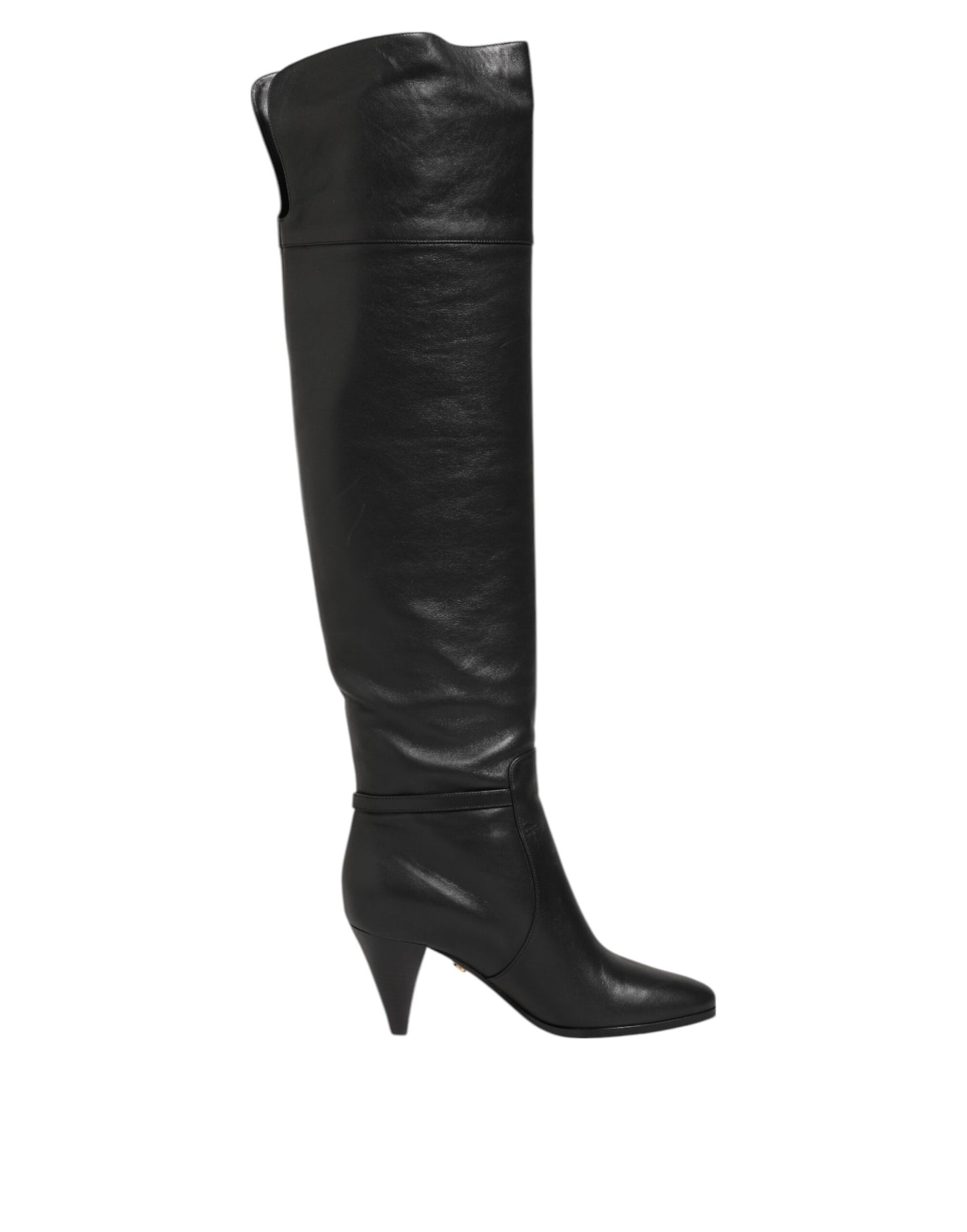 Dolce & Gabbana Black Leather Over-The-Knee DG Boots