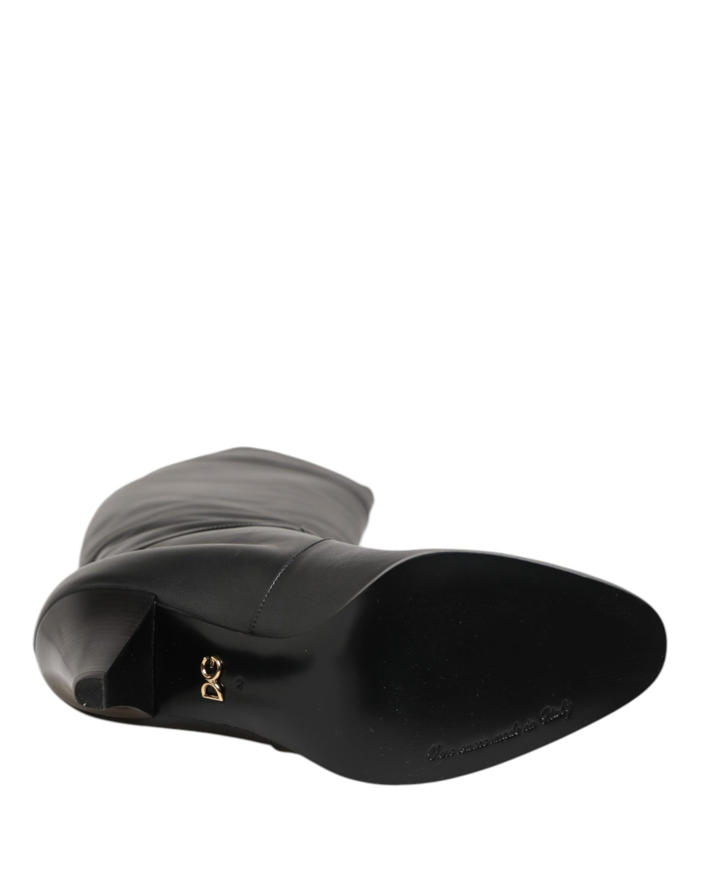 Dolce & Gabbana Black Leather Over-The-Knee DG Boots
