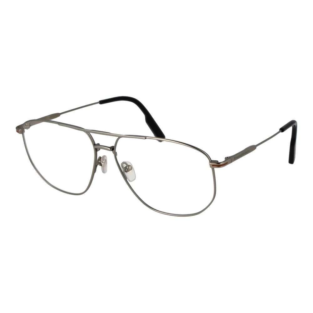 Ermenegildo Zegna Silver Men’s Optical Frames – Full-Rim Style