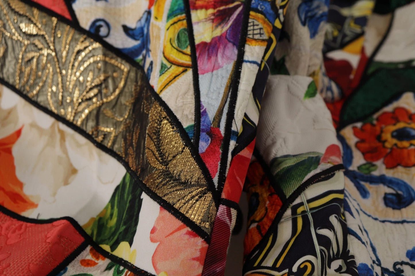 Dolce & Gabbana Multicolour Patchwork Jacquard High Waist Pants
