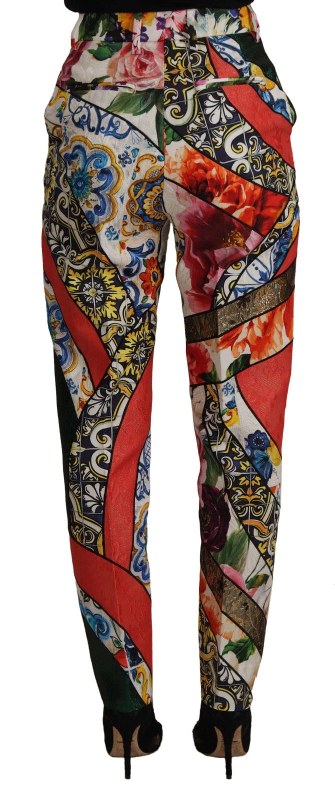 Dolce & Gabbana Multicolour Patchwork Jacquard High Waist Pants