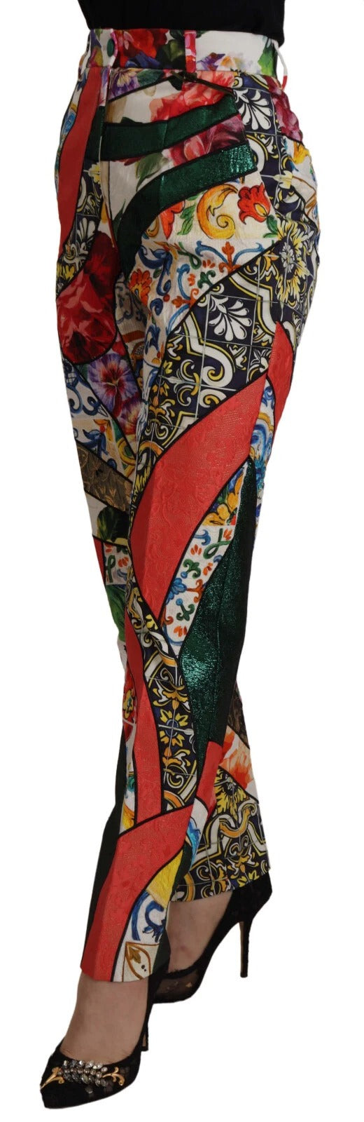 Dolce & Gabbana Multicolour Patchwork Jacquard High Waist Pants