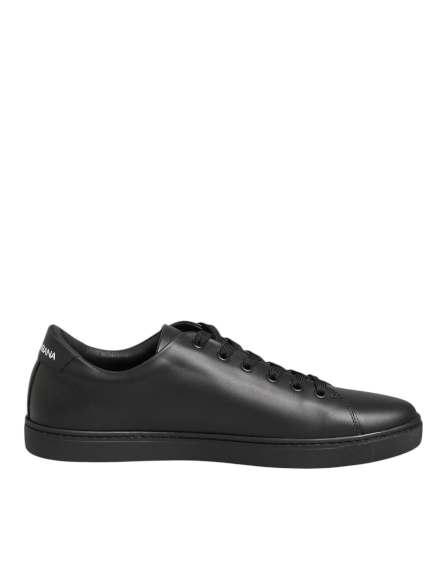 Dolce & Gabbana Black Leather Red Crystal Heart Sneakers for Women