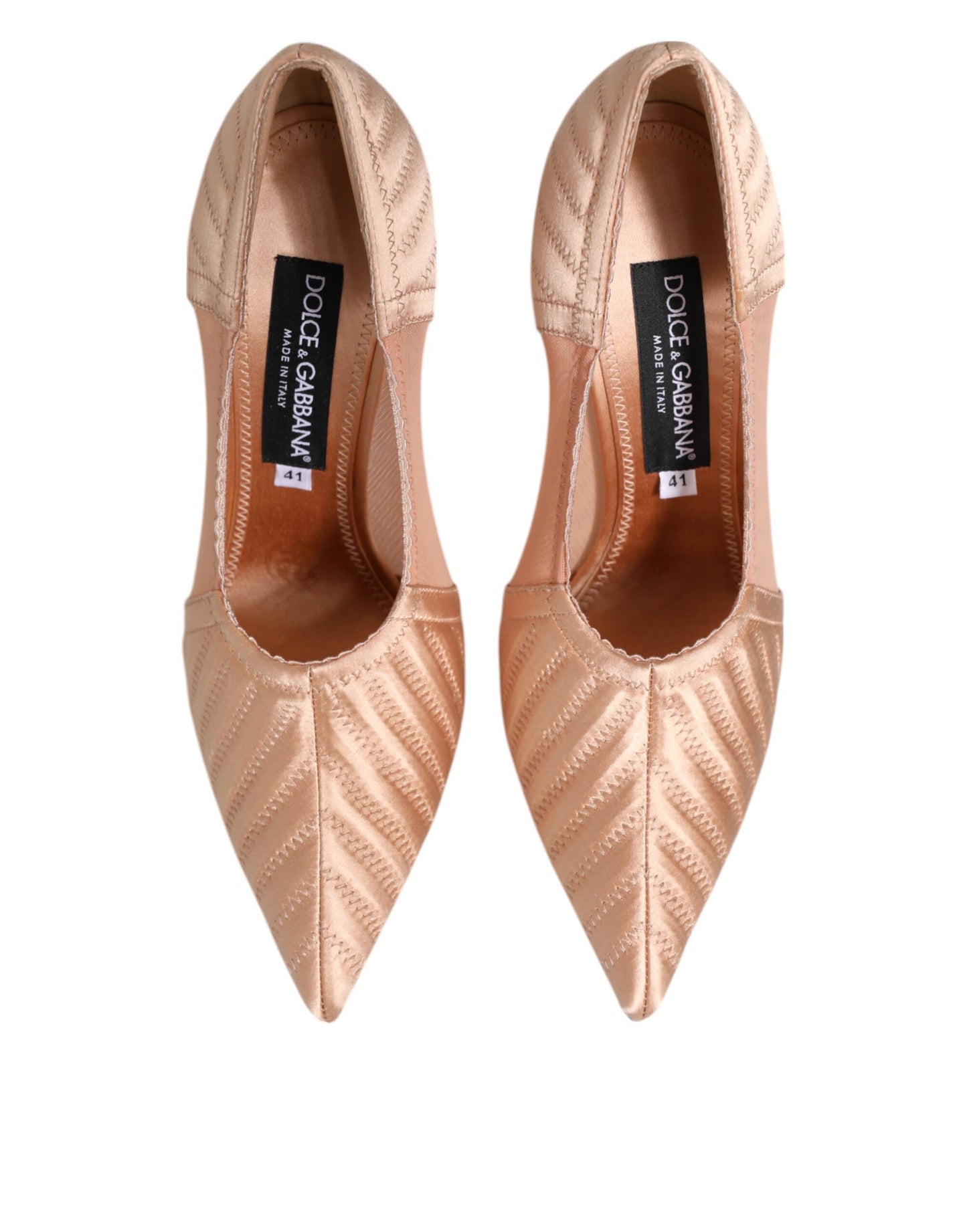 Dolce & Gabbana Cipria Nude Satin Mesh Stiletto Pumps