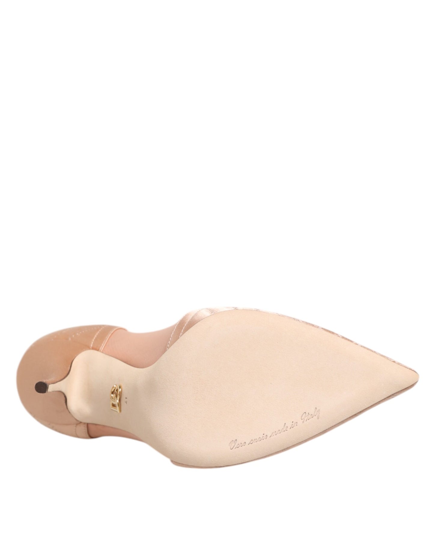Dolce & Gabbana Cipria Nude Satin Mesh Stiletto Pumps