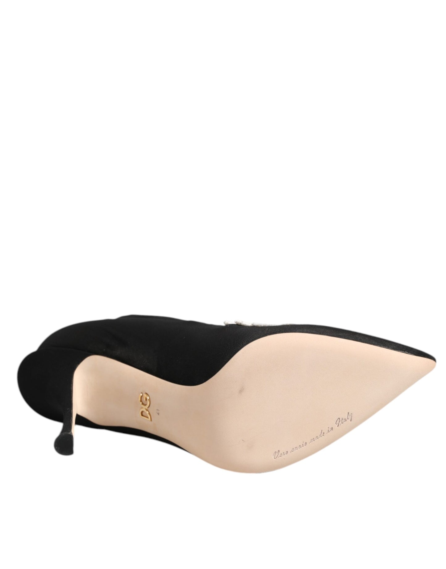 Dolce & Gabbana Black White Embroidered Jersey Stiletto Boots