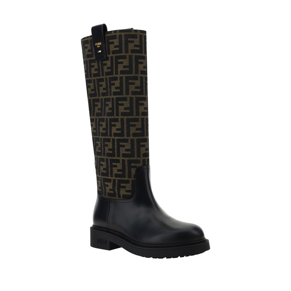 Fendi Iconic Jacquard Leather Boots