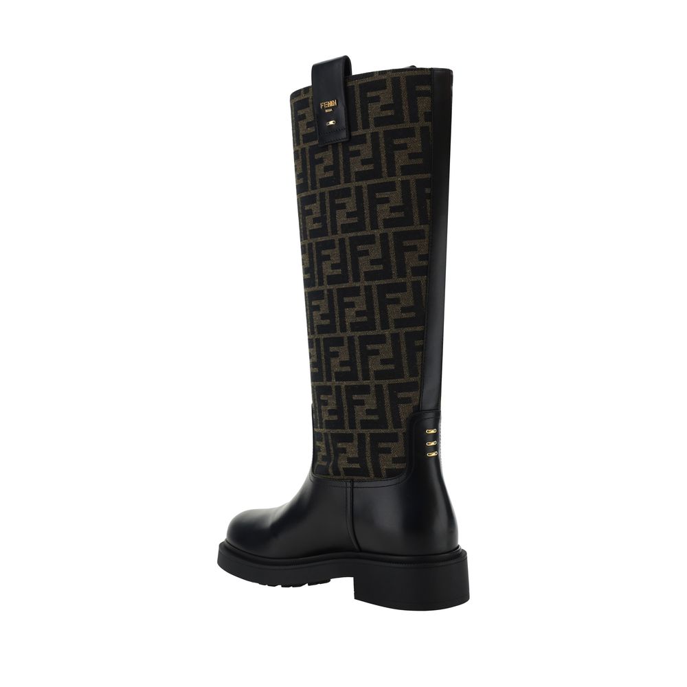 Fendi Iconic Jacquard Leather Boots