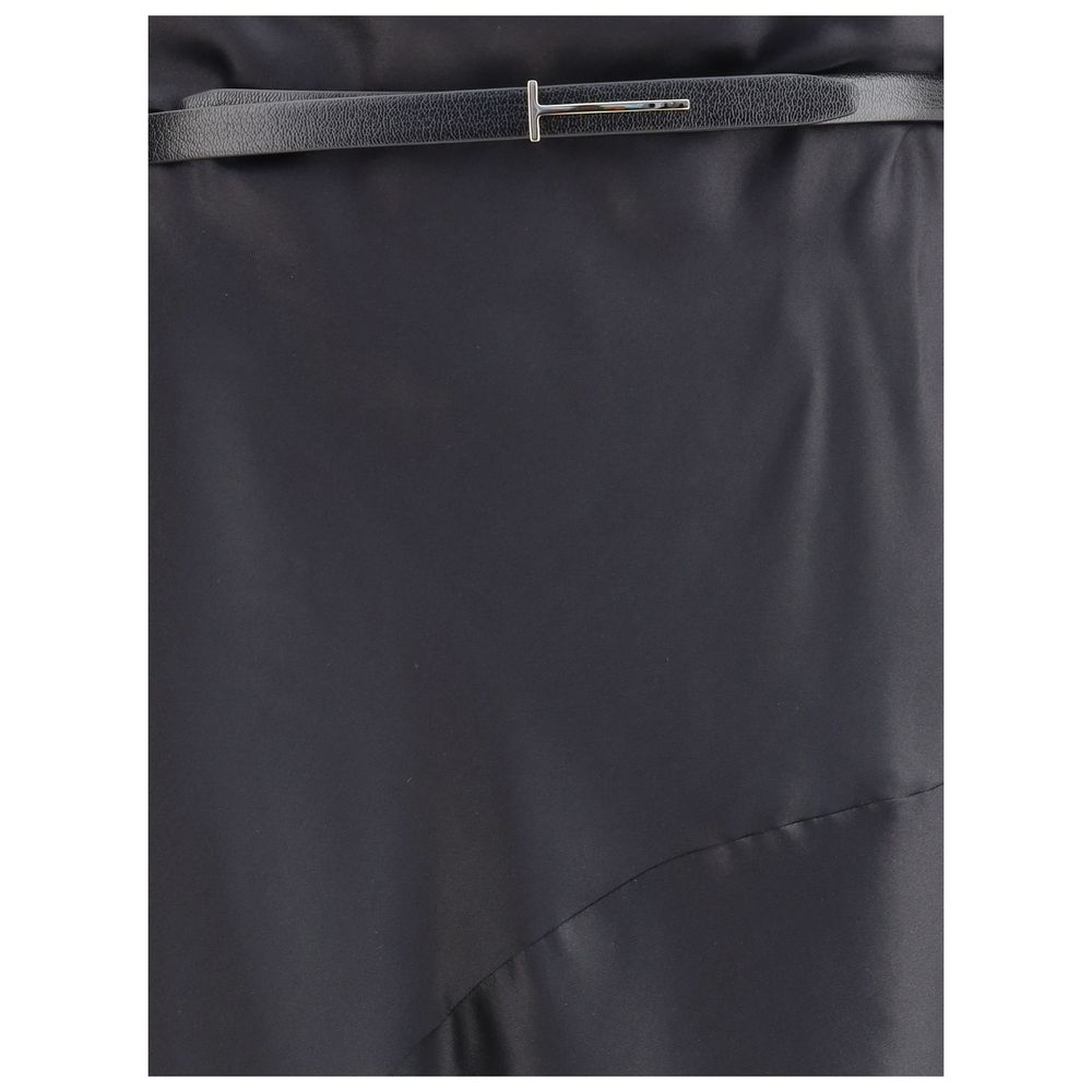 Tom Ford Black Silk Satin Maxi Skirt
