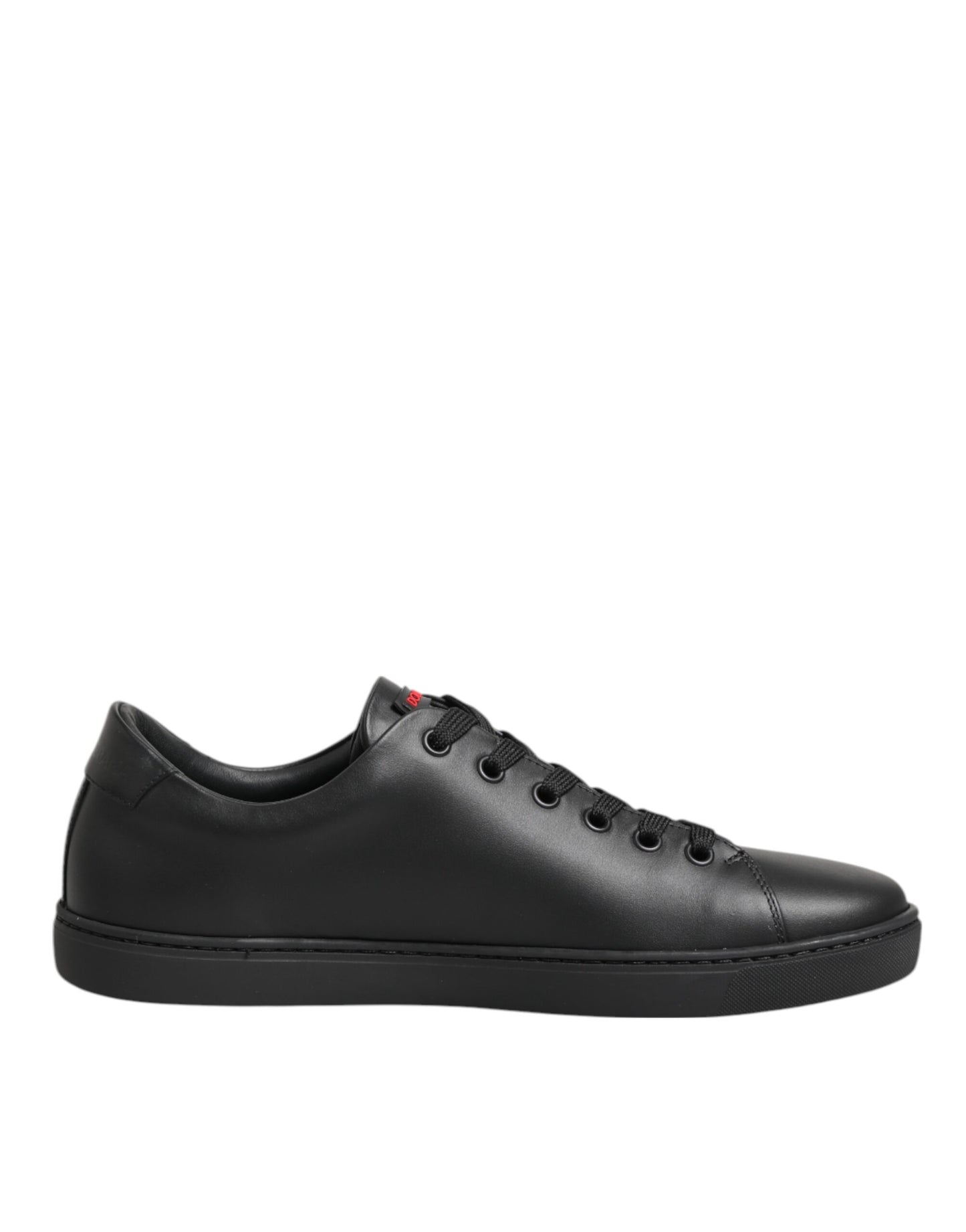 Dolce & Gabbana Black Leather Crystal Heart Low Top Sneakers