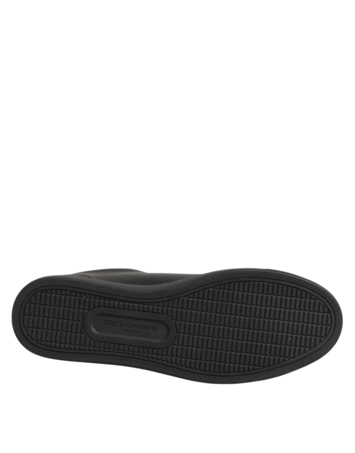 Dolce & Gabbana Black Leather Crystal Heart Low Top Sneakers