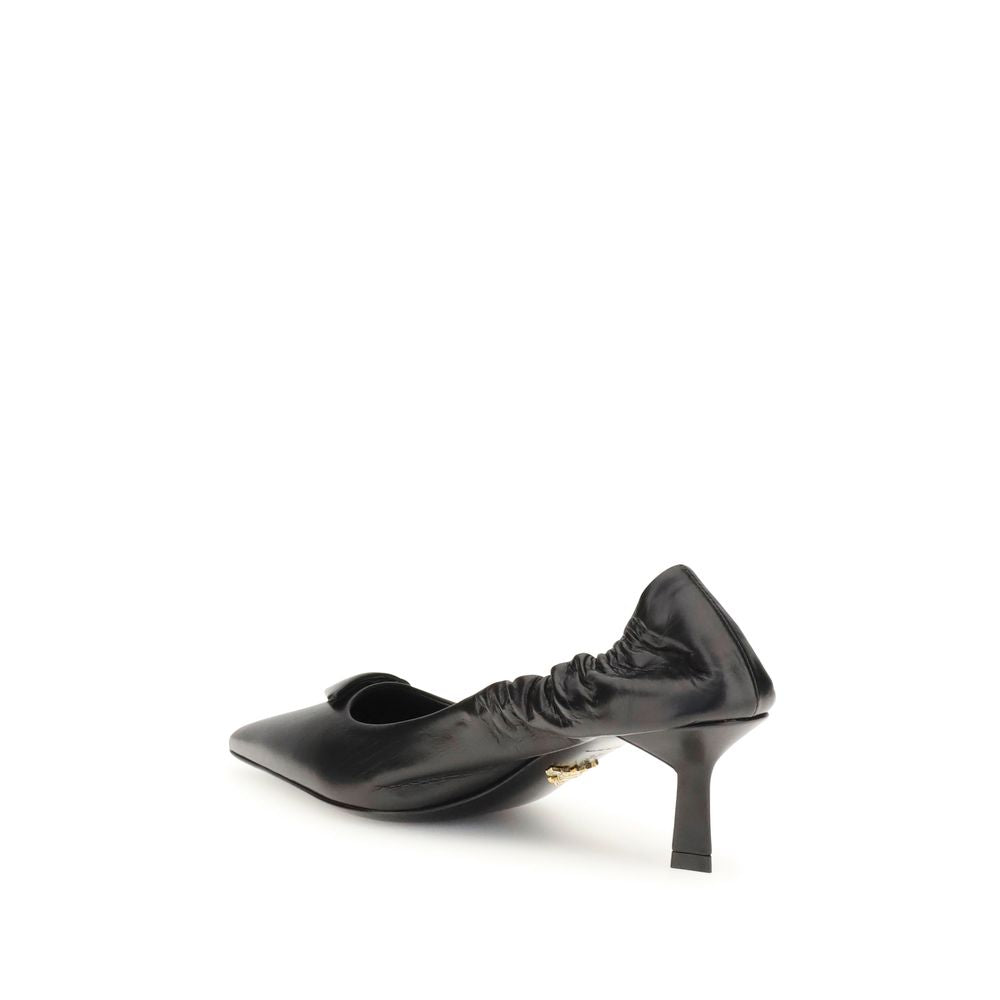 Prada Black Leather Logo Pumps for Women