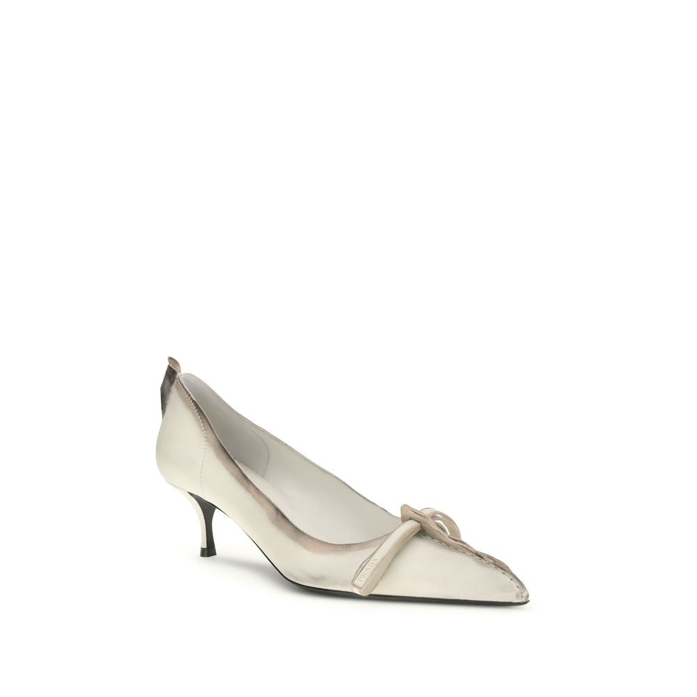 Prada White Antique Leather Pumps