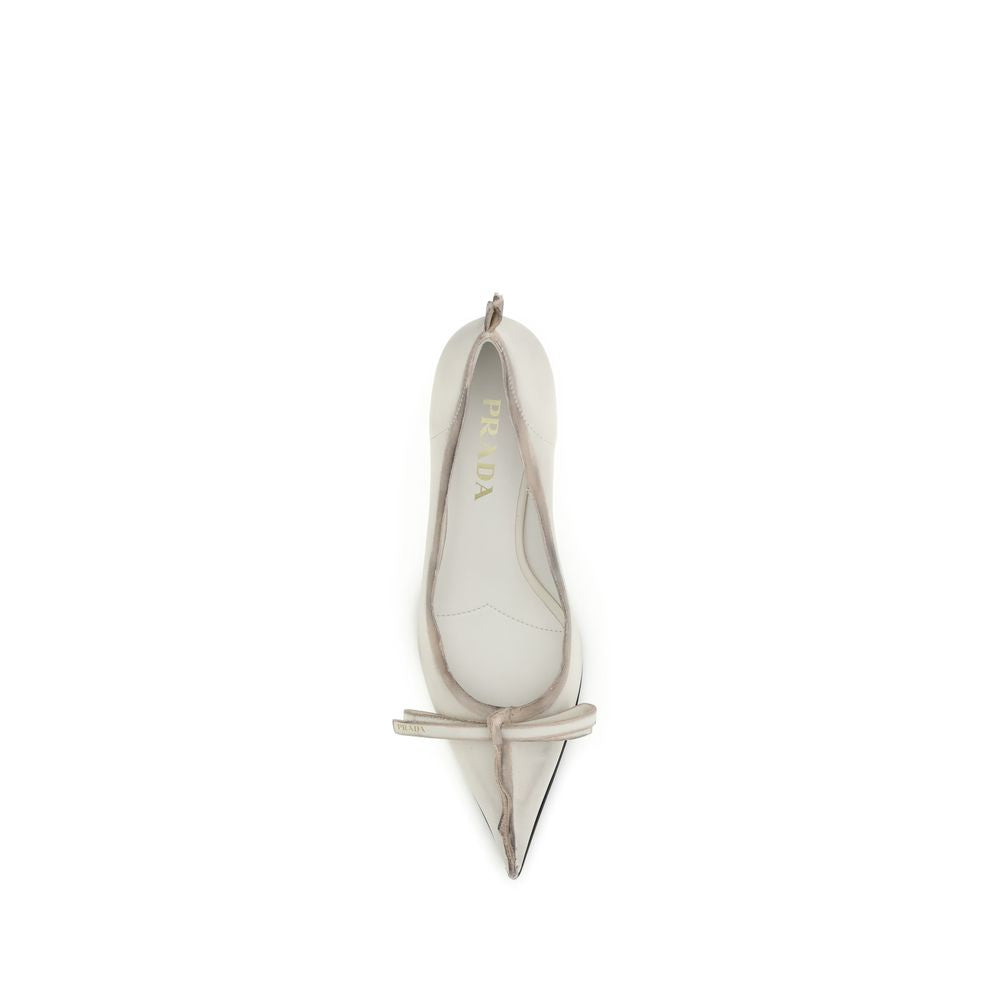 Prada White Antique Leather Pumps
