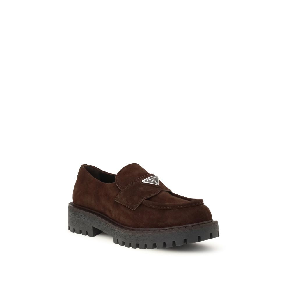 Prada Dark Brown Suede Loafers for Men