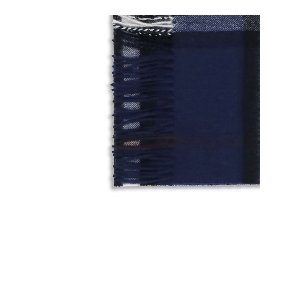 Burberry Blue Cashmere Check Pattern Scarf for Men