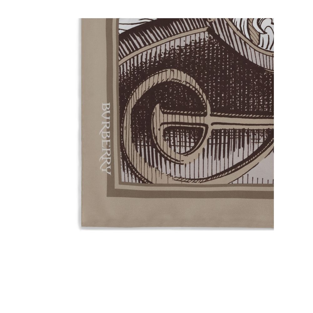 Burberry Beige Etched Knight Silk Scarf