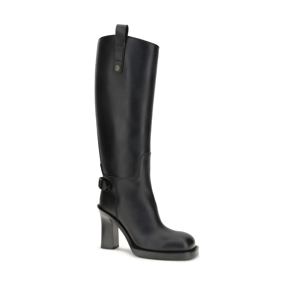Burberry Black Leather Cavalier Heeled Boots