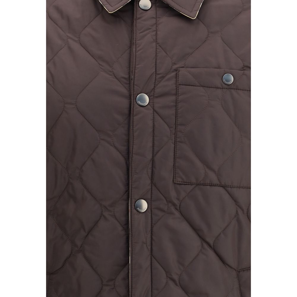 Burberry Brown Reversible Quilted Shirt Jacket for Men