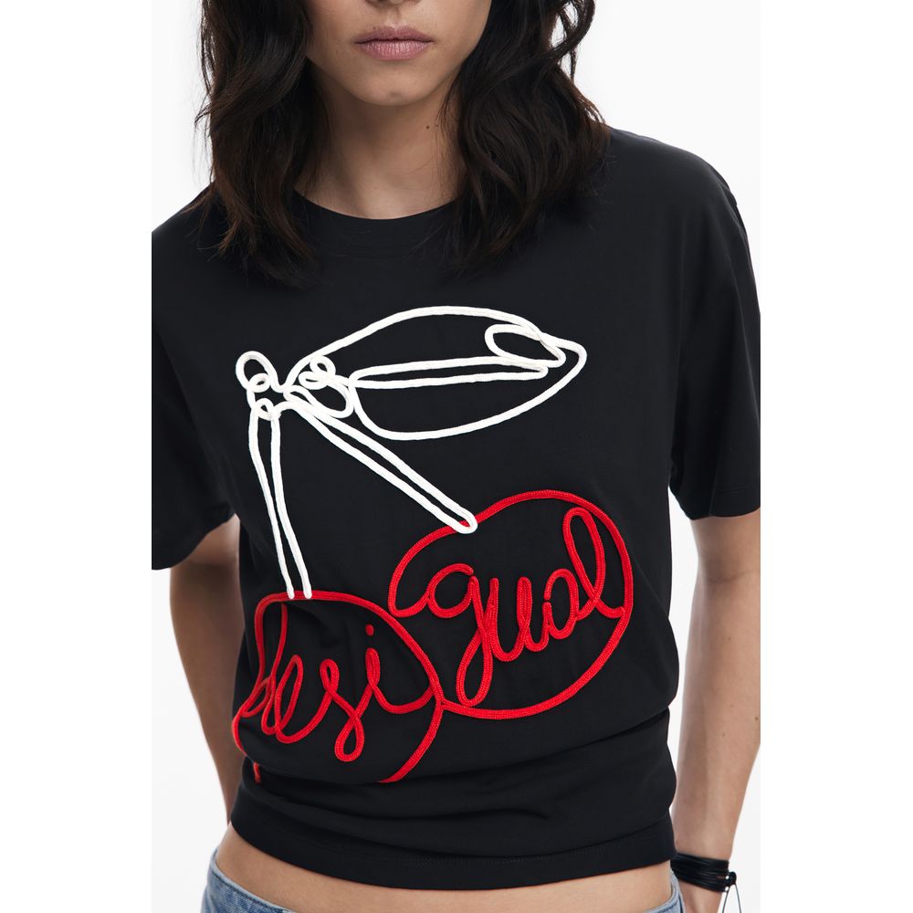 Desigual Black Cotton Women T-Shirt - Unleash Your Bold Side