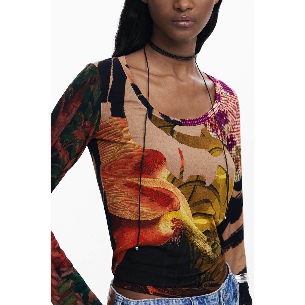 Desigual Brown Elastane Women T-Shirt