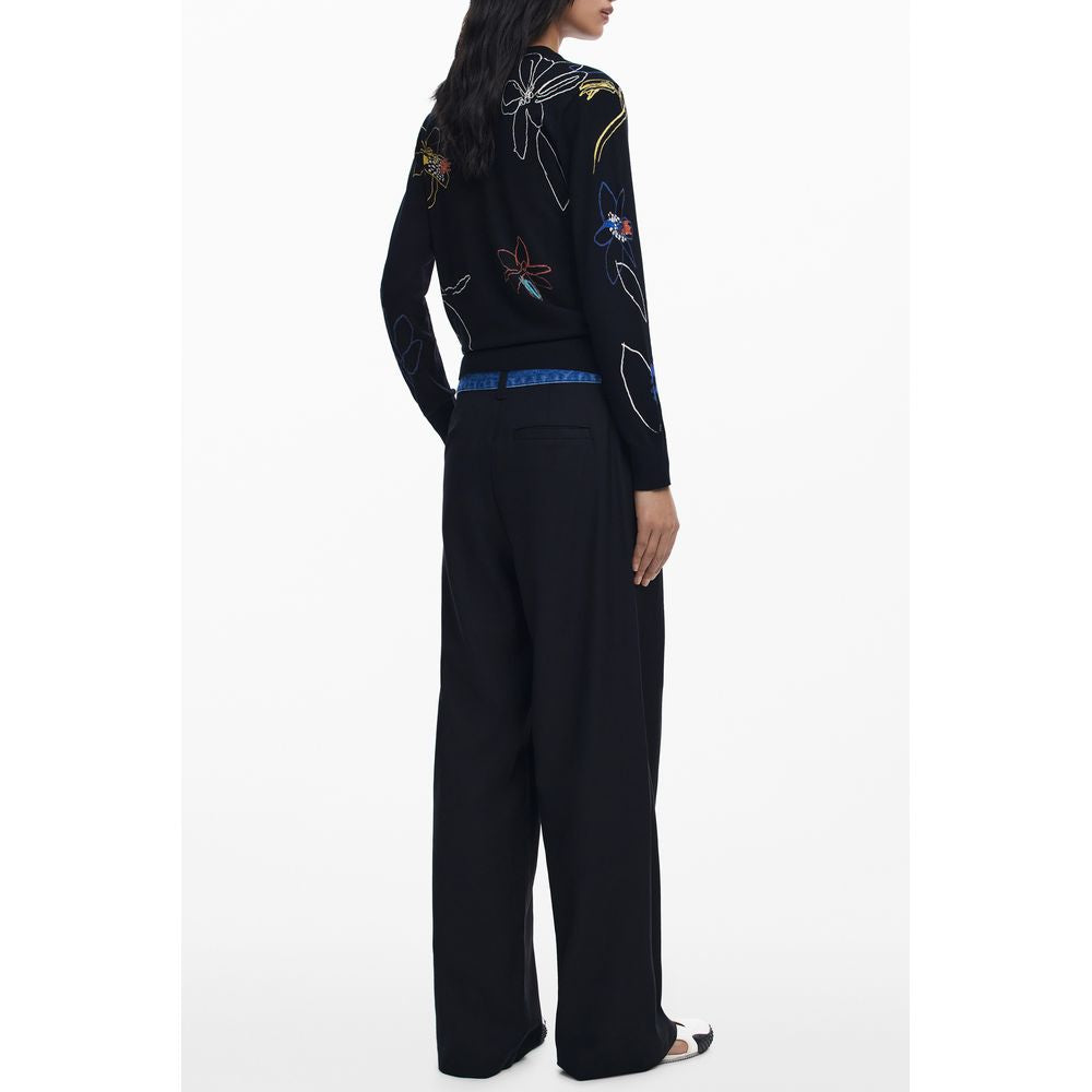 Desigual Black Viscose Women Sweater - Wearable Art