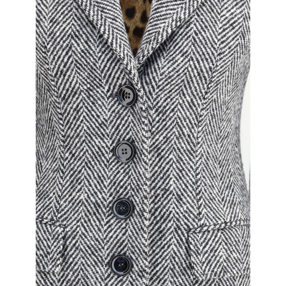 Dolce & Gabbana Single-breasted Grey Chevron Maxi Coat for Women