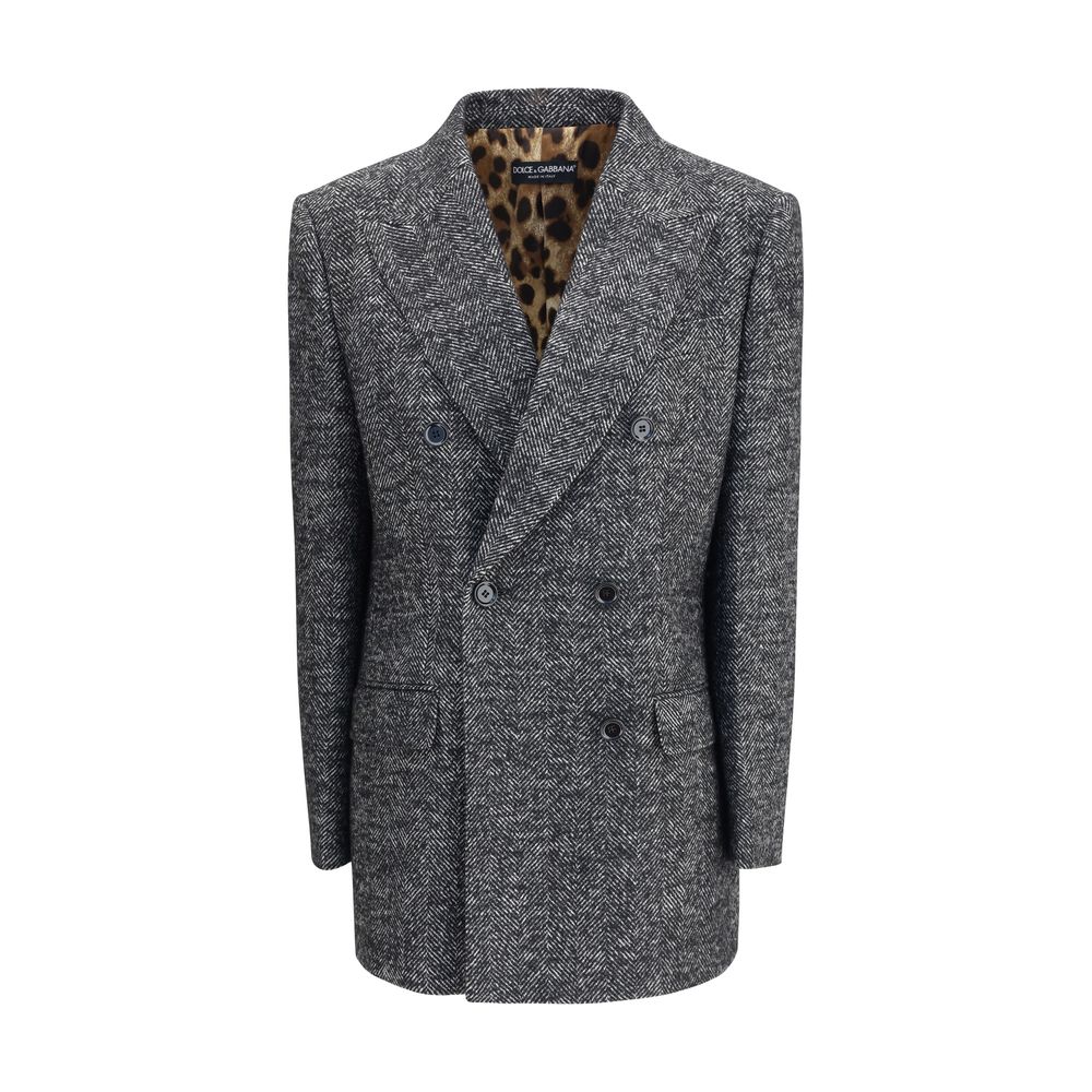 Dolce & Gabbana Double-breasted Grey Chevron Blazer for Women