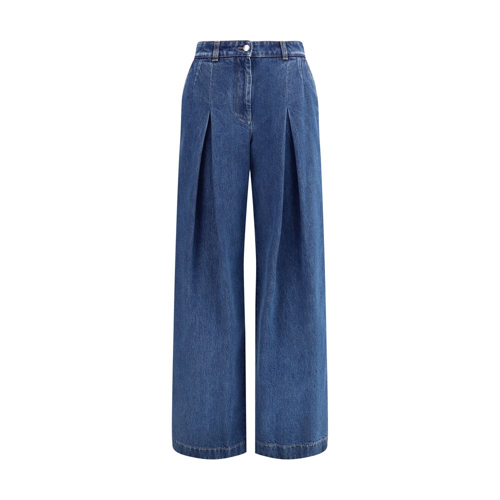 Dolce & Gabbana Blue Straight Jeans with Pinces for Women